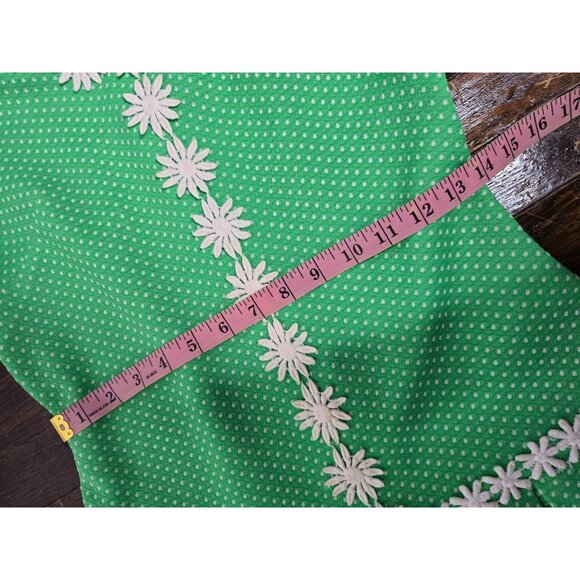 ❤️Vintage Mod 1960s Neon Green Flower Power Dress Groovy 70s - Picture 8 of 14